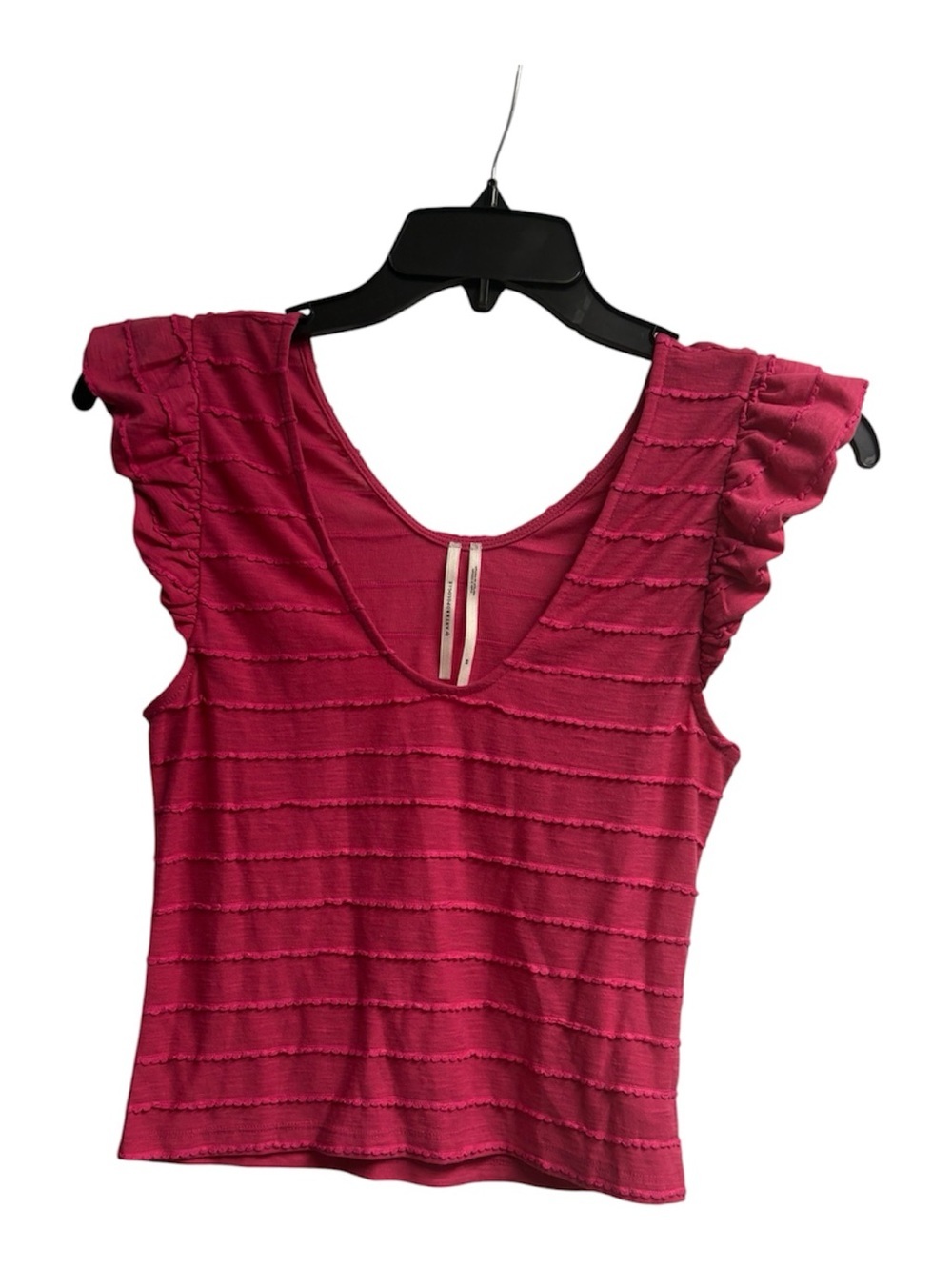Anthropologie V-Neck Ruffle Sleeve Tank Top In Raspberry Size XS - Picture 2 of 5